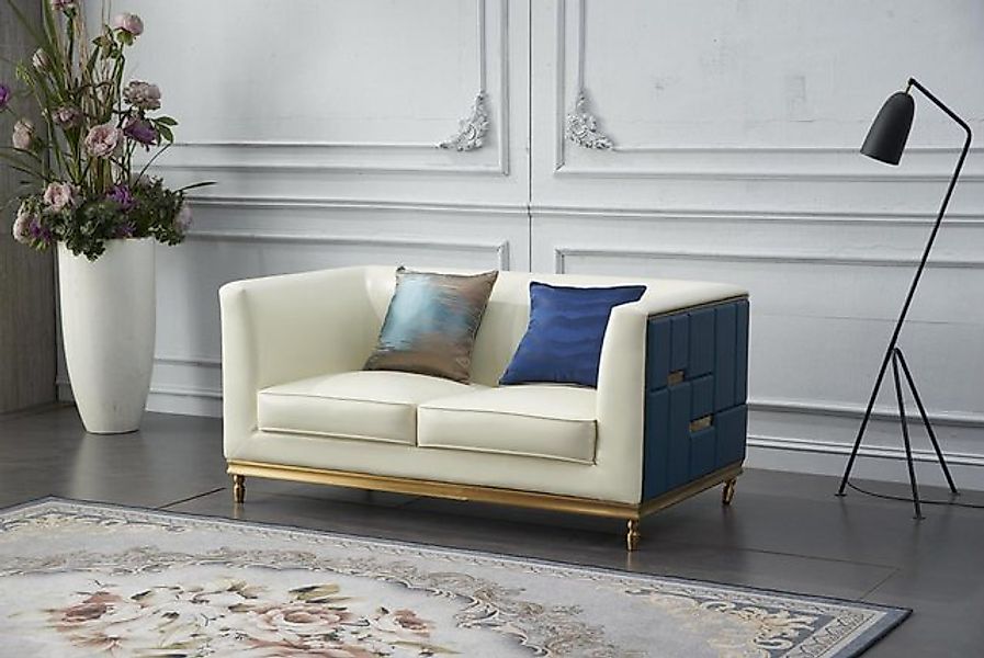 Xlmoebel 2-Sitzer Moderne graue Kunstleder-Zweisitzer-Sofa mit Design-Polst günstig online kaufen