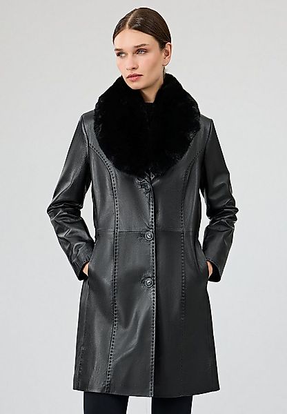 Derimod Lederjacke Christina Langer Leder-Mantel mit Kunstfell günstig online kaufen