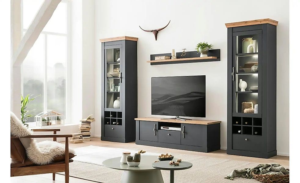 Wohnwand  Calella ¦ grau ¦ Maße (cm): B: 322 H: 201 T: 45.0 Kommoden & Side günstig online kaufen