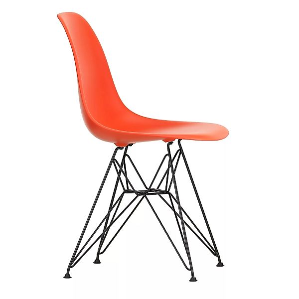 Vitra - Eames Plastic Side Chair DSR Gestell schwarz - mohnrot/Sitz Polypro günstig online kaufen