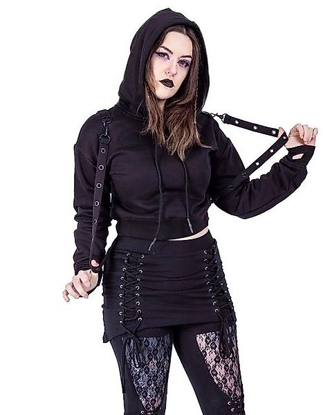 Heartless Hoodie Crop Kapuzenpullover Kyda Hood Gothic Riemen Punk Strapsen günstig online kaufen