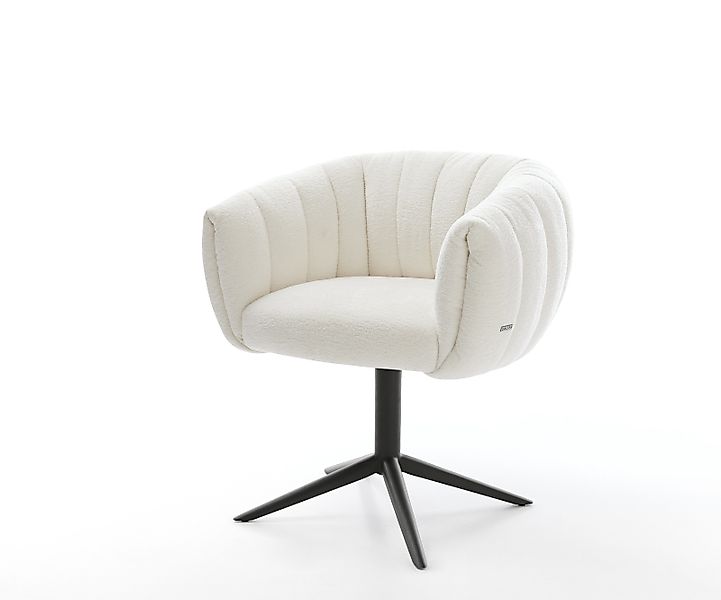 Drehstuhl Jada-Flex Bouclé Soft Beige Fußkreuz Schwarz 360° drehbar Wippfun günstig online kaufen