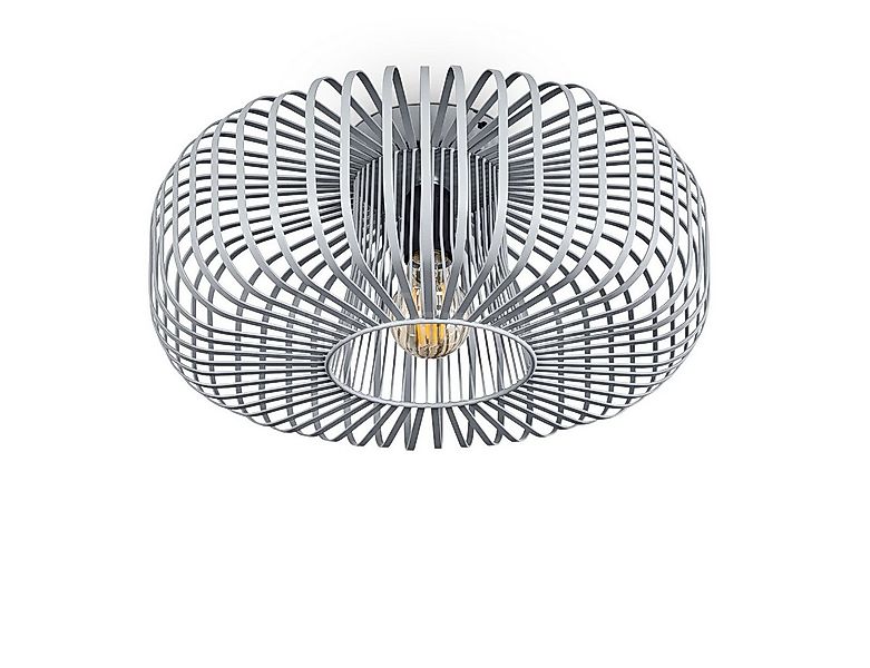 hofstein Deckenleuchte runde Deckenlampe aus Metall in Hellgrau, ohne Leuch günstig online kaufen