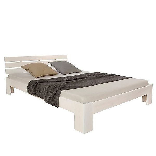 Homestyle4u Holzbett 140x200 Doppelbett Weiß Kiefer Holz Bett Massiv Bettge günstig online kaufen