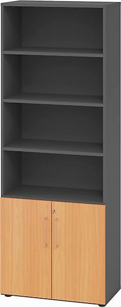 bümö Aktenschrank smart Kombischrank - 2 plus 4 Ordnerhöhen Dekor: Graphit/ günstig online kaufen