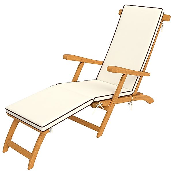 Outsunny Gartenliegestuhl klappbar, Sonnenliege aus Akazienholz mit Kissen, günstig online kaufen