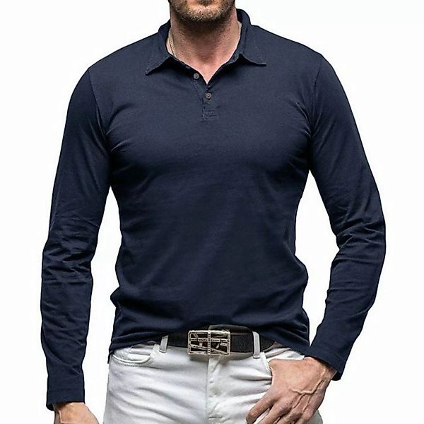 ZWY Poloshirt Poloshirt Herren Langarm Polo Baumwolle Slim T-Shirt Normale günstig online kaufen