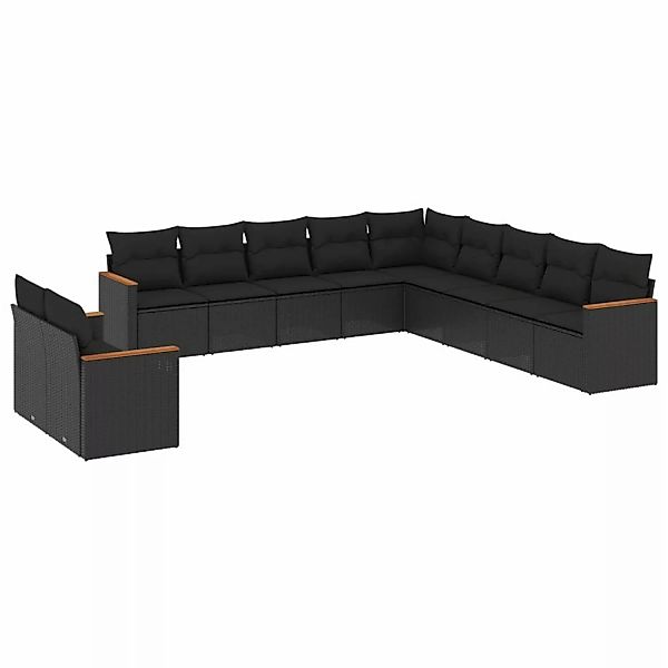 vidaXL 11-tlg Garten-Sofagarnitur mit Kissen Schwarz Poly Rattan Modell 54 günstig online kaufen