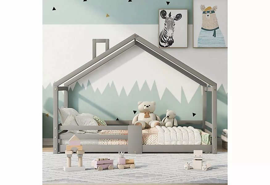 Ulife Hausbett Kinderbett Kiefernholz Hausbett mit Schornstein, 90 x 200 cm günstig online kaufen