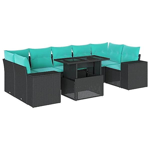vidaXL 8-Tlg Gartensofa-Set mit Kissen Schwarz Polyrattan 3269037 günstig online kaufen