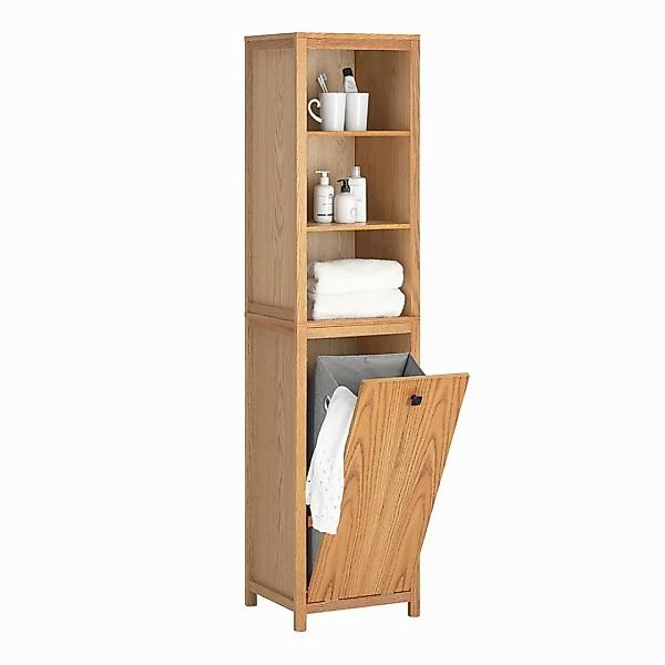 SoBuy Badezimmerschrank mit Wäschesack Badezimmer MDF Natur BZR95-N günstig online kaufen