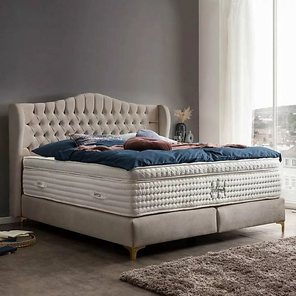 BettCo Boxspringbett Maison (in Beige Samt, 140 x 200 cm), Chesterfield, To günstig online kaufen