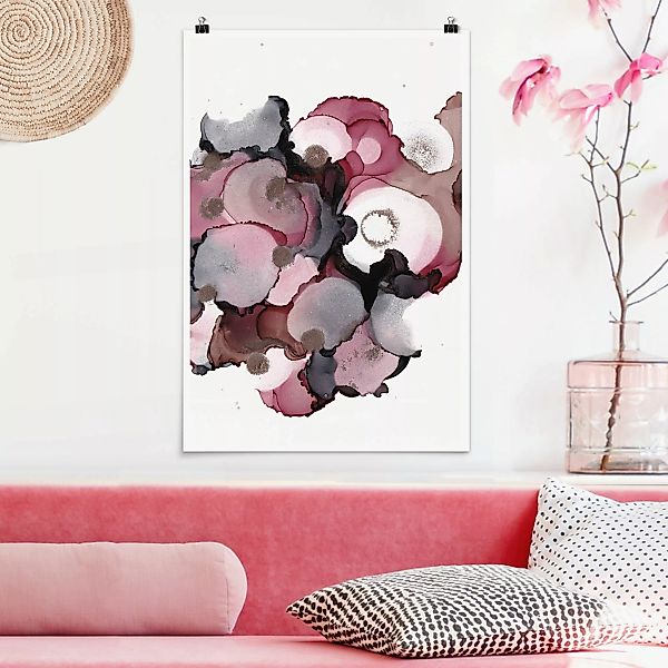 Poster Pink-Beige Tropfen mit Roségold günstig online kaufen
