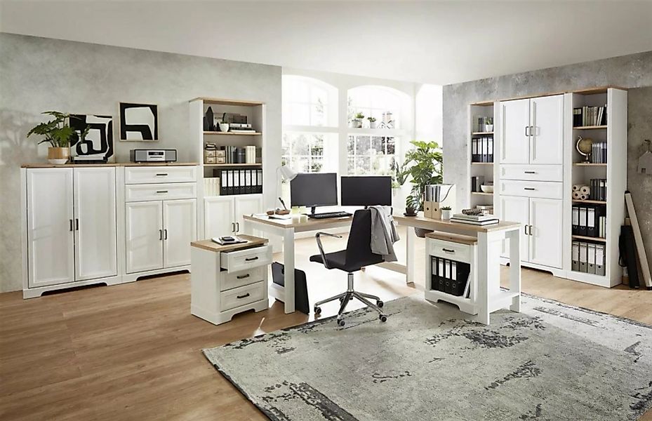möbelando Aktenschrank Jasmin (10-St) Büro-Set im modernen Landhausstil in günstig online kaufen