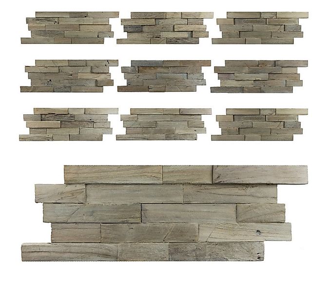INTERGARDEN Wandpaneel Set für 1m²: 10x Wandverblender Teak Holz Gun Smoked günstig online kaufen