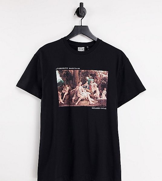 Reclaimed Vintage Inspired – T-Shirt aus Bio-Baumwolle in Schwarz mit Kunst günstig online kaufen