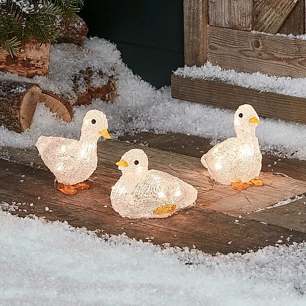 3er Set LED Acryl Weihnachtsfiguren außen Enten Batteriebetrieb günstig online kaufen