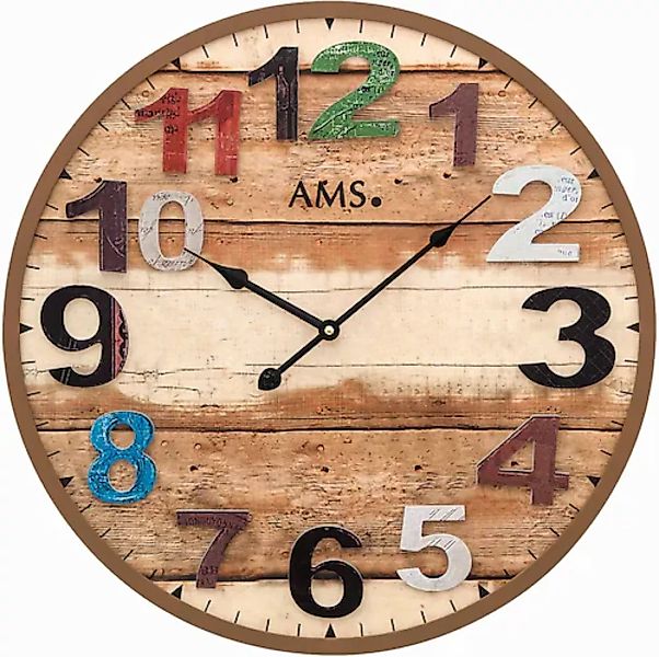 AMS Wanduhr »W9539«, Quarzuhr,Holz,Wohnzimmer,Esszimmer,Küche,Arbeitszimmer günstig online kaufen