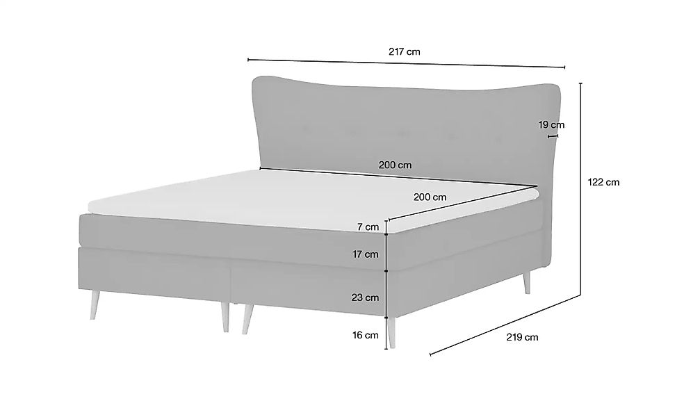 Boxspringbett  Ferill ¦ türkis/petrol ¦ Maße (cm): B: 217 H: 122 Betten > B günstig online kaufen