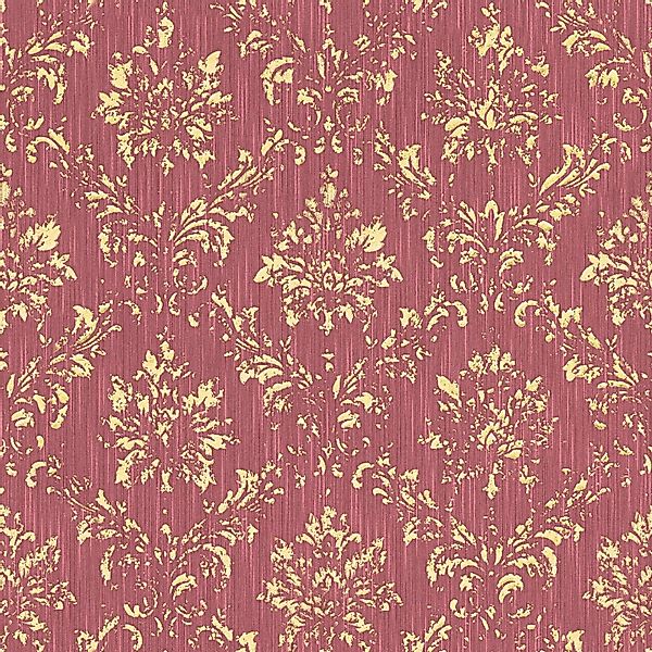 PROFHOME 306626-GU Barock Tapete Ornament dezent schimmernd Rot Gold 0,53 m günstig online kaufen