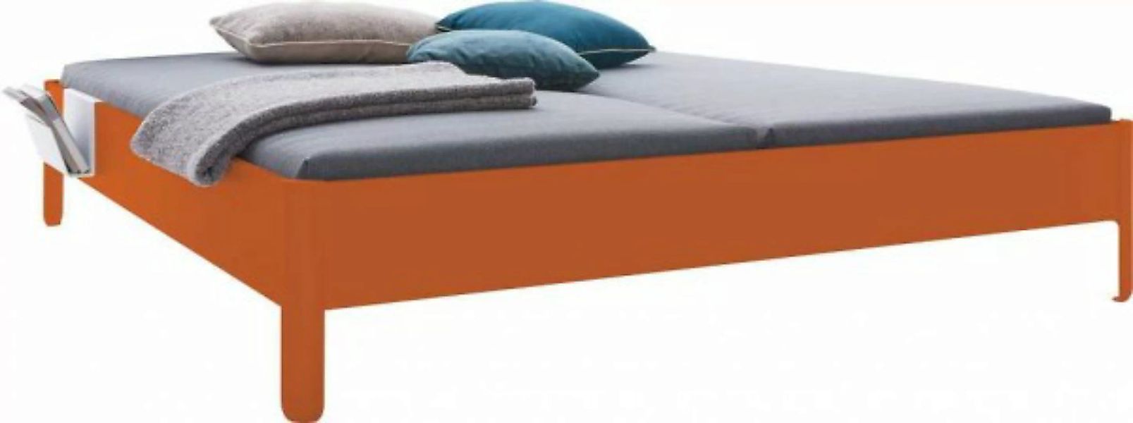 NAIT Doppelbett farbig lackiert Tizianrot 140 x 220cm Ohne Kopfteil günstig online kaufen