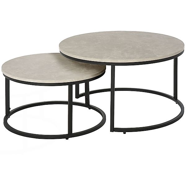 HOMCOM Couchtisch 2er-Set Beistelltisch mit Metallgestell günstig online kaufen