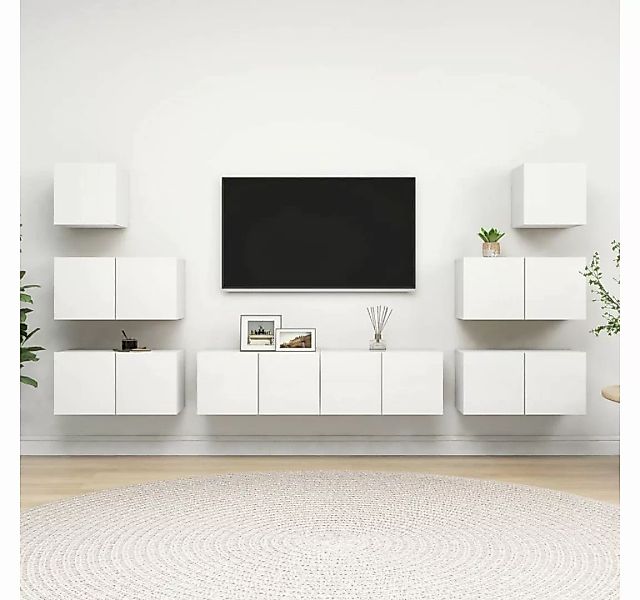 furnicato TV-Schrank 8-tlg. TV-Schrank-Set Weiß Holzwerkstoff günstig online kaufen
