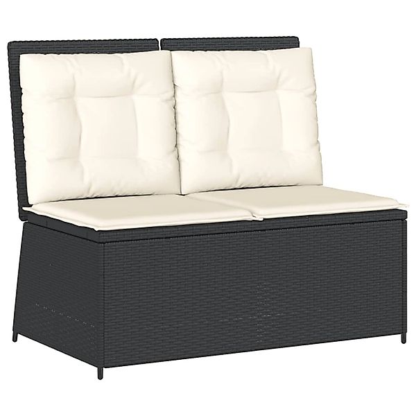 furnicato Gartenbank Verstellbar mit Kissen Schwarz Poly Rattan günstig online kaufen