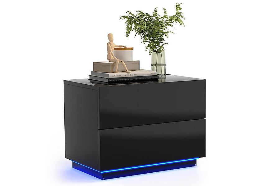 Mondeer Nachttisch LED Nachtkommode, Glänzend-Nachttisch mit USB-LED-Lampe, günstig online kaufen