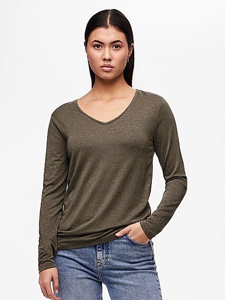 pieces V-Shirt PCBILLO LS V-NECK LUREX günstig online kaufen