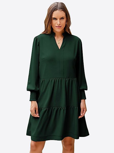 Imily Bela Minikleid Damen Langarm Lockerer Kleid mit V-Ausschnitt (Packung günstig online kaufen