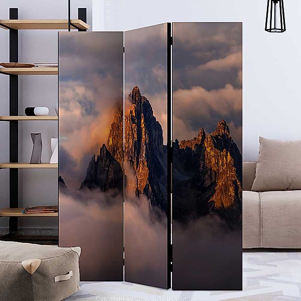 Paravent Fotodruck mit Berglandschaft Motiv Landhausstil günstig online kaufen