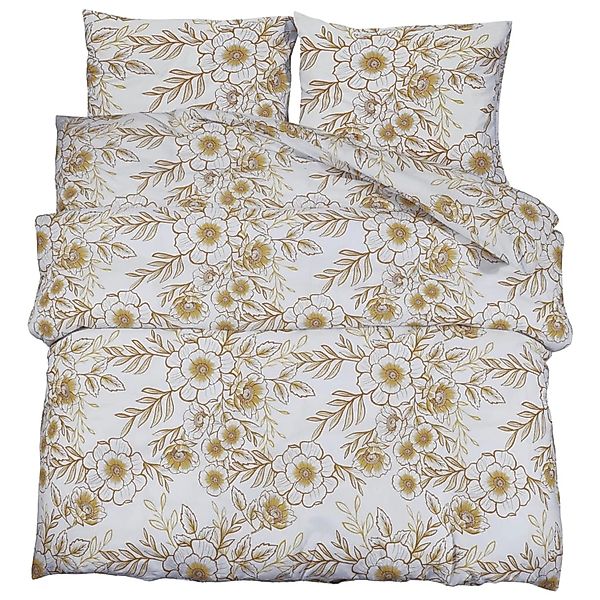vidaXL Bettwäsche-Set Weiß und Braun 135x200 cm Baumwolle 136409 günstig online kaufen