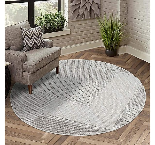 Carpet City Teppich LINDO 8877, rund, Höhe: 11 mm, Kurzflor, Hochtief-Muste günstig online kaufen