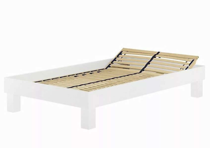 ERST-HOLZ Bett Hohes Einzelbett Gästebett Buche massiv weiß 120x200, Buchen günstig online kaufen