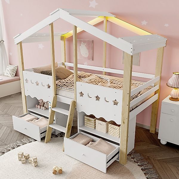 Ulife Kinderbett Halbhohes Bett Hausbett mit günstig online kaufen