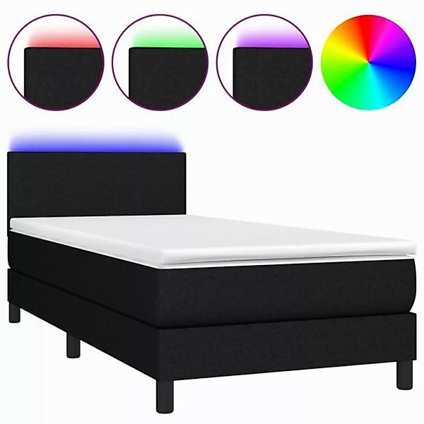 vidaXL Boxspringbett Boxspringbett mit Matratze LED Schwarz 80x200 cm Stoff günstig online kaufen