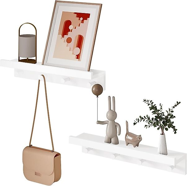 Woltu Wandregal, mit Haken, Schweberegal weiß, Zimmer Wanddeko günstig online kaufen