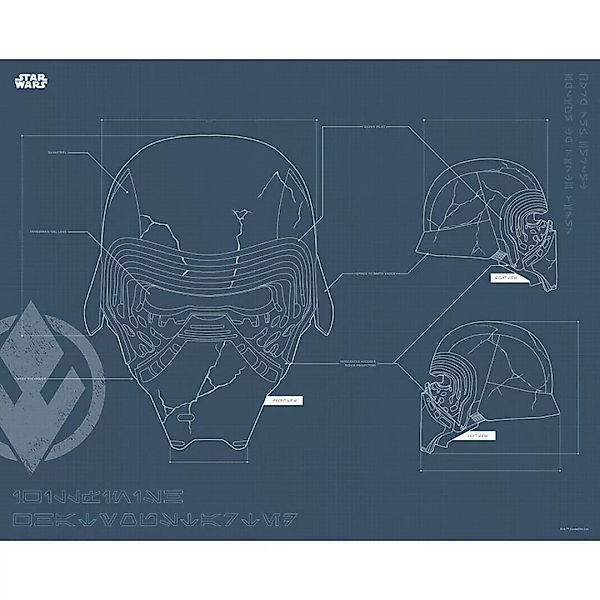 Komar Poster Star Wars EP9 Blueprint Kylo Helmet Star Wars B/L: ca. 50x40 c günstig online kaufen