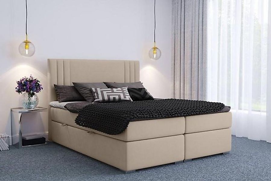 JVmoebel Bett Boxspring Bett Hotel Doppel Beige Textil Luxus Betten Polster günstig online kaufen