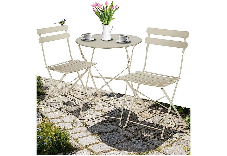 tectake Essgruppe Bistrotisch Set, (Set., 3-tlg), Solides, pulverbeschichte günstig online kaufen