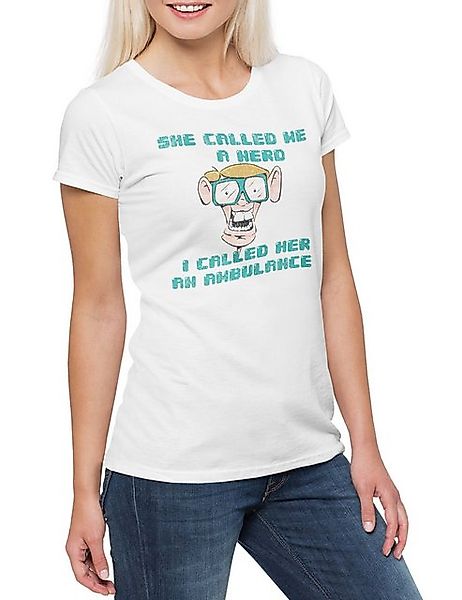 Urban Backwoods Print-Shirt She Called Me A Hero Damen T-Shirt Fun Binary C günstig online kaufen
