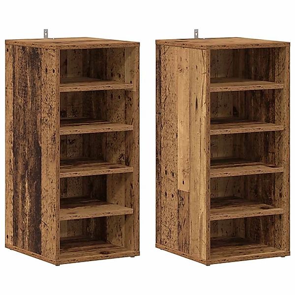 vidaXL Schuhschränke 2 Stk Altholz-Optik 32x35x70 cm Holzwerkstoff 856711 günstig online kaufen