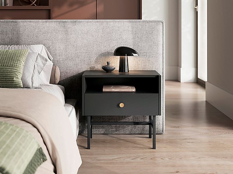 Compleo Nachttisch mit Schublade DAVS, MetallFuße, günstig online kaufen