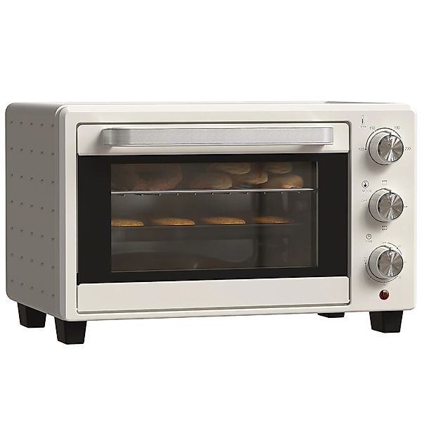 HOMCOM Minibackofen 21L mit 1 Drahtgestell 1 Backblech 3 Kochmodi Glas Crem günstig online kaufen