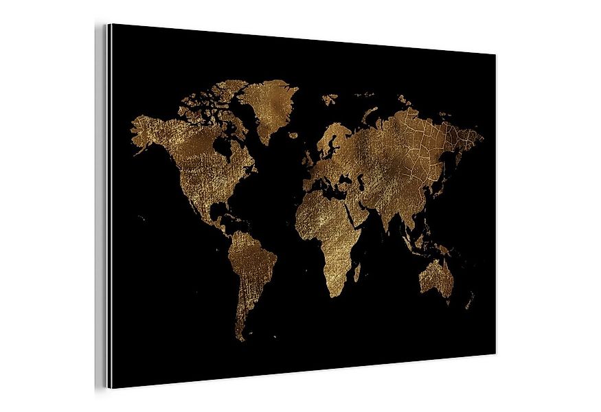 MuchoWow Metallbild Weltkarte - Gold - Luxus - Erde - Schwarz, Inkl. Aufhän günstig online kaufen