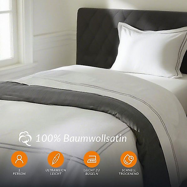 Pure cottom Bettwäsche Baumwoll-Satin Bettwäsche grau/weiß, günstig online kaufen