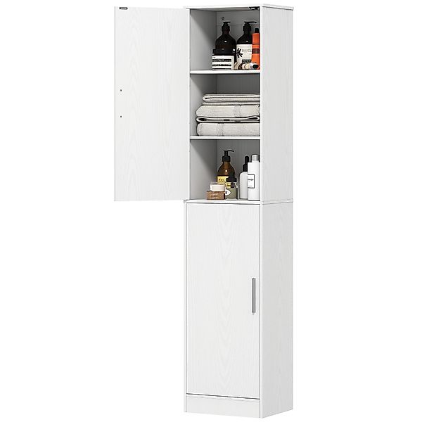 HOMCOM Badezimmerschrank hoch Badschrank Hochschrank schmal mit 2 Türen, Ve günstig online kaufen
