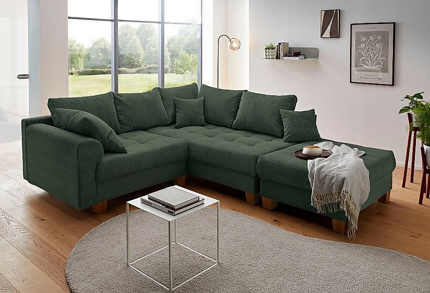Home affaire Ecksofa Rice L-Form, B: 216 cm, Set, Set: Sofa & Hocker, mit 3 günstig online kaufen