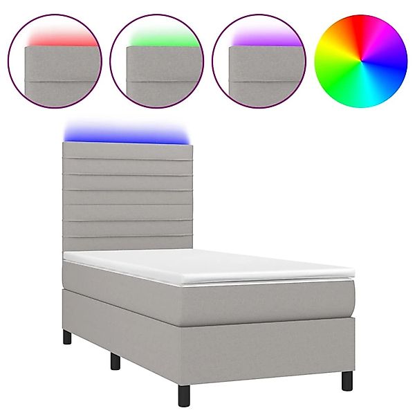 vidaXL Boxspringbett mit Matratze & LED Hellgrau 80x200 cm Stoff 3134909 günstig online kaufen